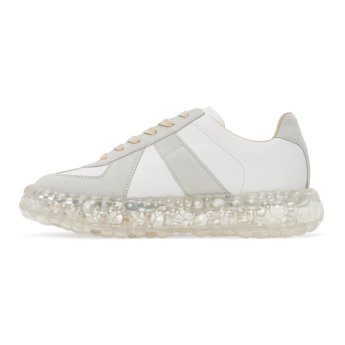 MAISON MARGIELA MAISON MARGIELA WHITE AND GREY CAVIAR REPLICA SNEAKERS