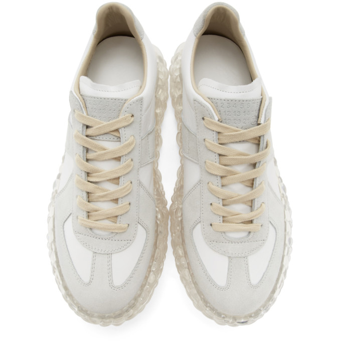 MAISON MARGIELA MAISON MARGIELA WHITE AND GREY CAVIAR REPLICA SNEAKERS
