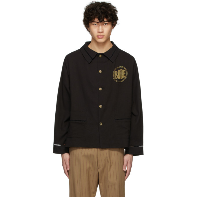 Bode Bode Black Beaded Workwear Jacket