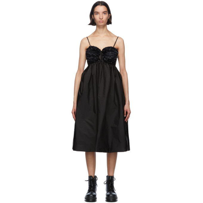 Moncler Genius 4 Moncler Simone Rocha Black Ruffle Bust Dress