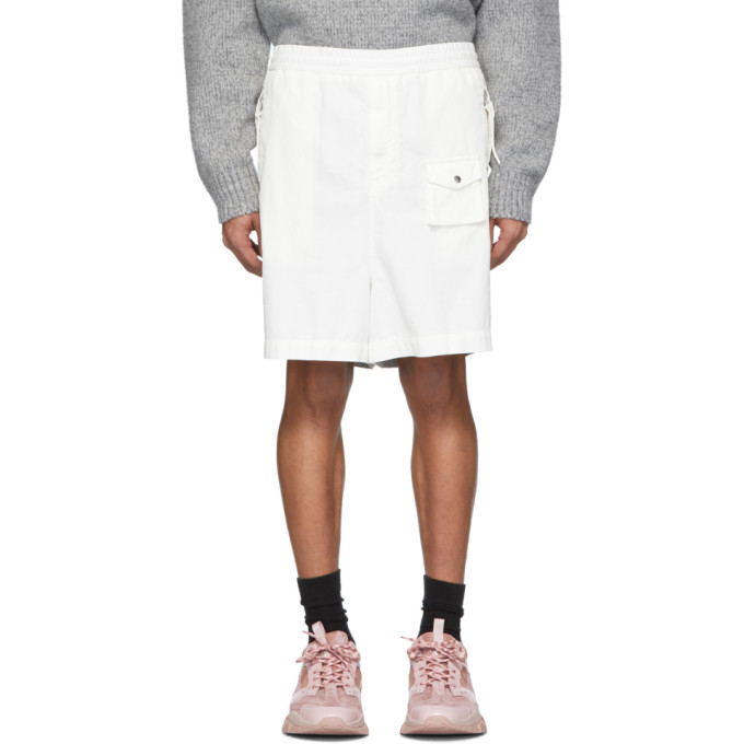 Moncler Genius 2 Moncler 1952 White and Silver Over-The-Knee Bermuda Shorts