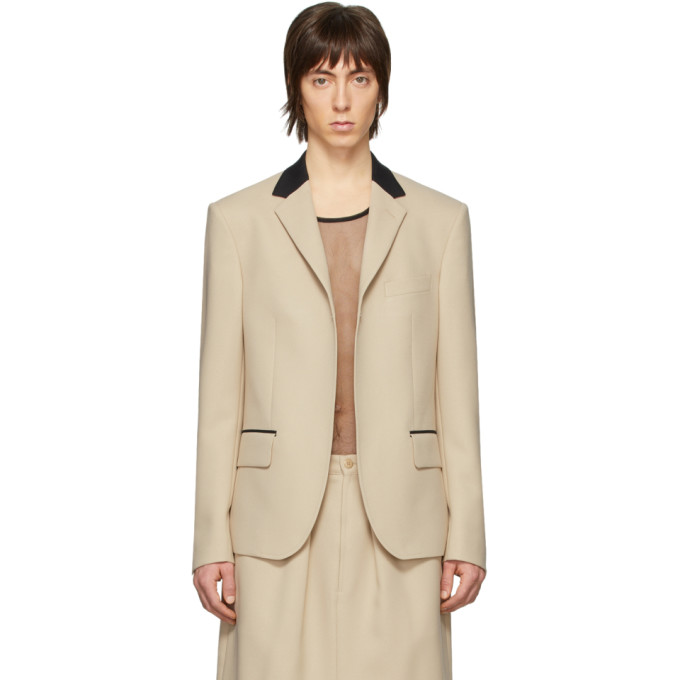 RANDOM IDENTITIES RANDOM IDENTITIES BEIGE BUTTONLESS BLAZER