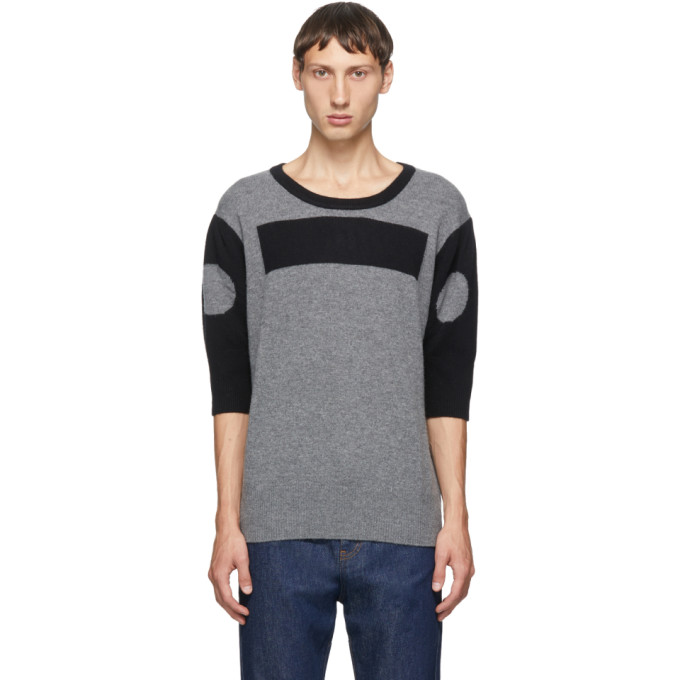 Random Identities Grey Wool and Cashmere Morse Code Sweater