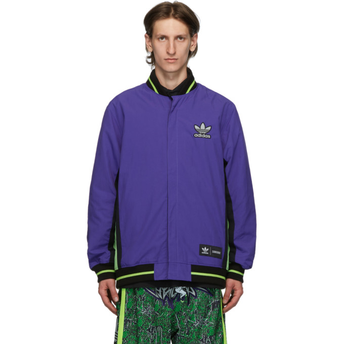 Click to view more detailed imagery on our partner's website Sankuanz Reversible Black And Purple Adidas Originals Edition Jacket In Ink/blk