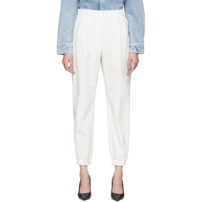 ALEXANDER WANG ALEXANDER WANG WHITE CORDUROY EMBROIDERED SWEATPANT TROUSERS