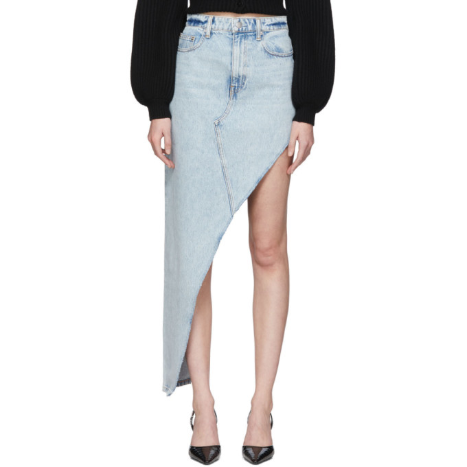 ALEXANDER WANG ALEXANDER WANG BLUE DENIM ASYMMETRICAL SKIRT