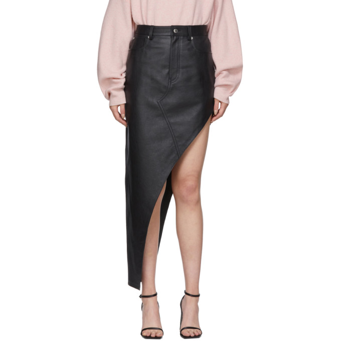Alexander Wang Black Leather Asymmetrical Skirt | ModeSens