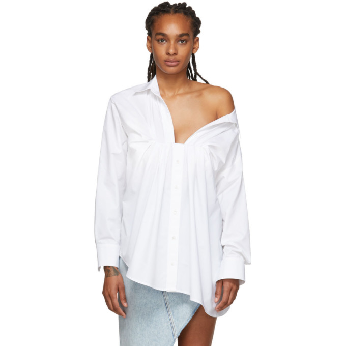 ALEXANDER WANG ALEXANDER WANG WHITE TUCKED OXFORD BLOUSE