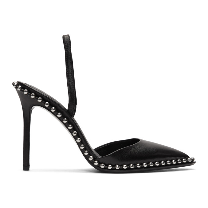 Rina Studded Leather Slingback Pumps 