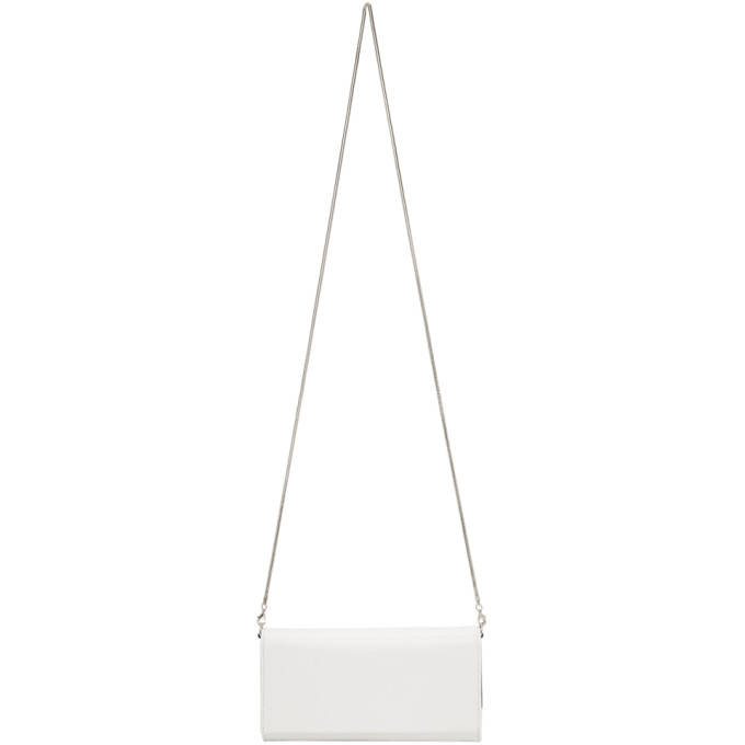 Mm6 Maison Margiela White Faux-leather Wallet On Chain Bag In T1003 White