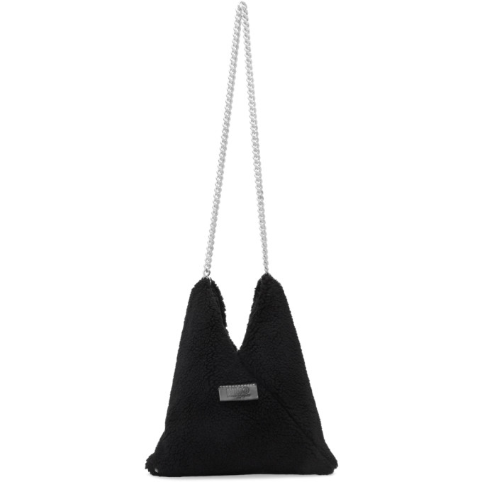 Mm6 Maison Margiela Black Sherpa Chain Bag