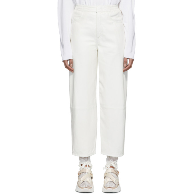 MM6 MAISON MARGIELA MM6 MAISON MARGIELA OFF-WHITE LEATHER TROUSERS