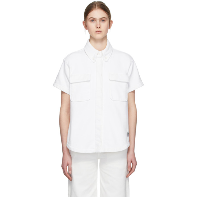 MM6 Maison Margiela White Towelling Two Pocket Short Sleeve Shirt