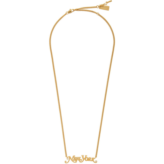 MARC JACOBS MARC JACOBS GOLD NEW YORK MAGAZINE EDITION THE NAMEPLATE PENDANT NY NECKLACE