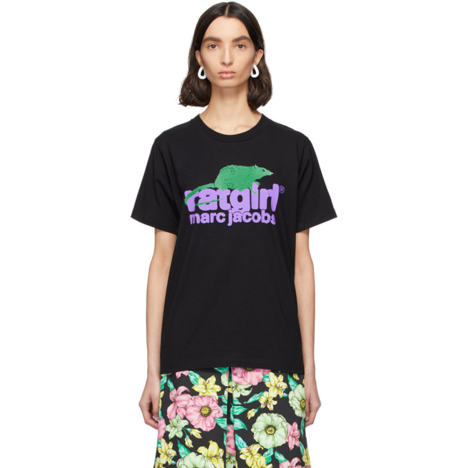 MARC JACOBS MARC JACOBS BLACK STRAY RATS EDITION RAT GIRL T-SHIRT