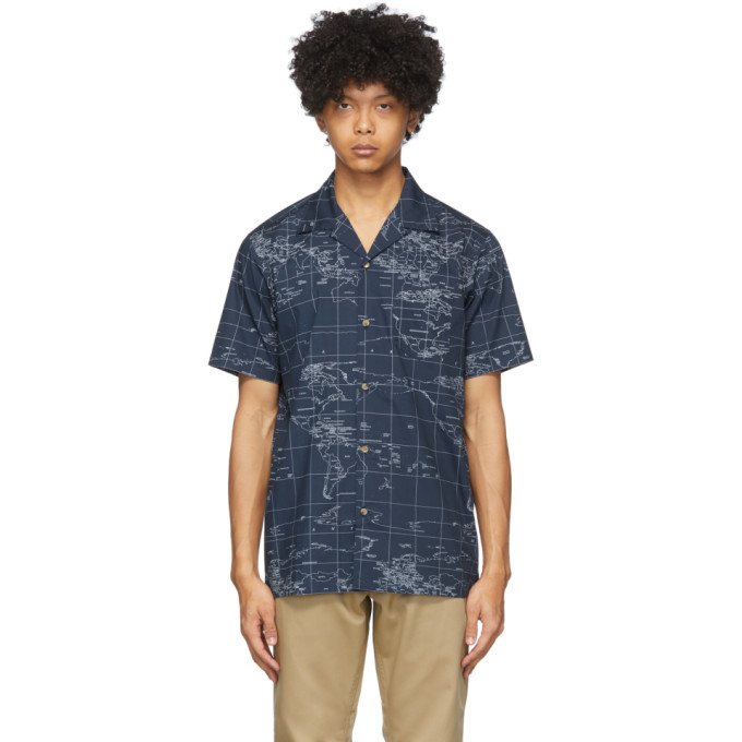 Clot Navy Global Haze Shirt In Navy