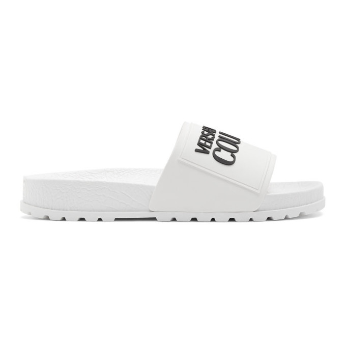 VERSACE JEANS COUTURE VERSACE JEANS COUTURE WHITE LOGO SLIDES