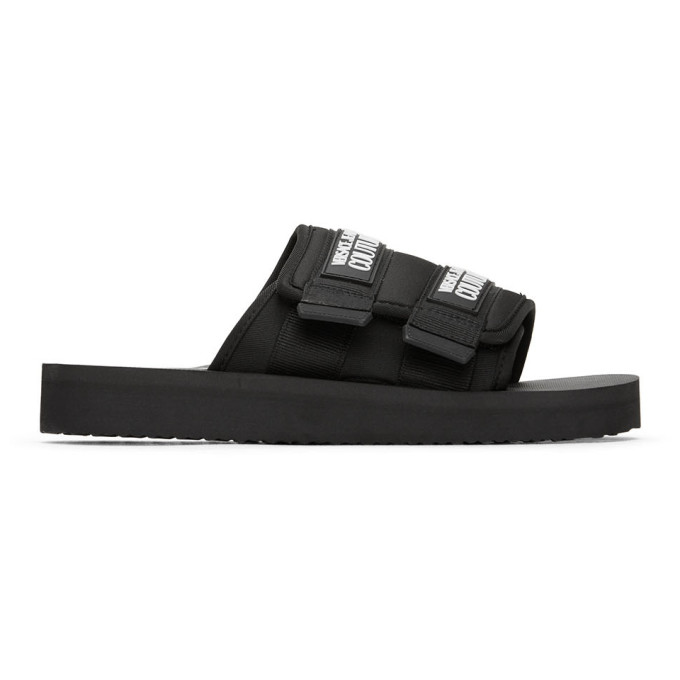 VERSACE JEANS COUTURE VERSACE JEANS COUTURE BLACK DOUBLE STRAP SANDALS