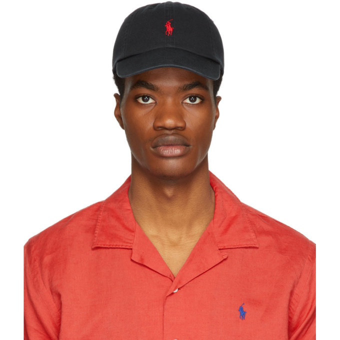 Polo Ralph Lauren Black Classic Cap In Black/red