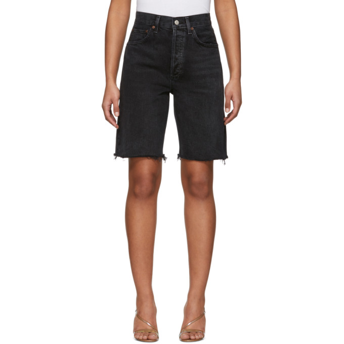 AGOLDE AGOLDE BLACK DENIM 90S MID-RISE LOOSE SHORTS