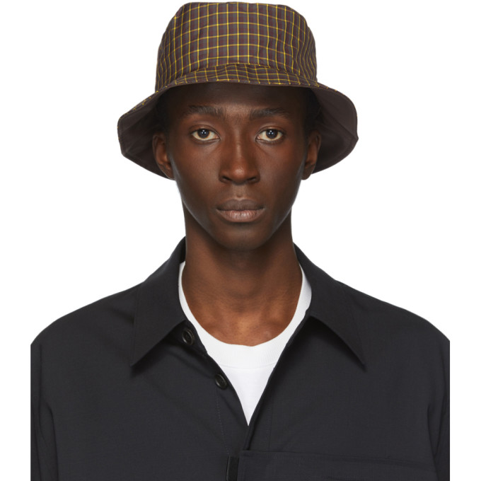 Solid Homme Red And Yellow Plaid Bucket Hat In 802h Check