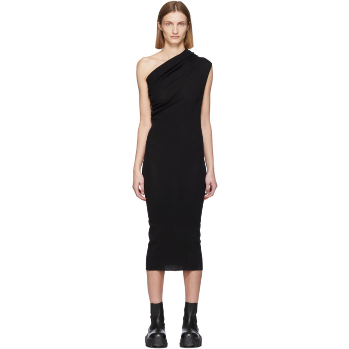 black knitted one shoulder dress
