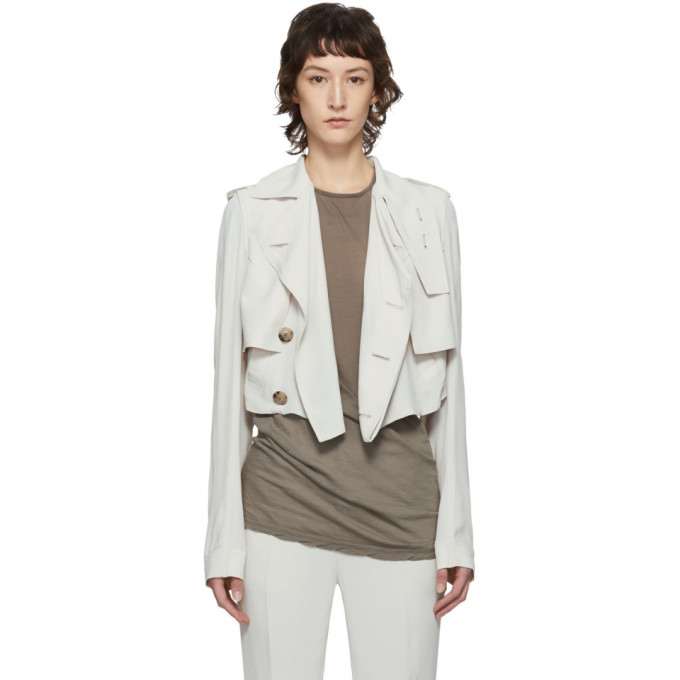 RICK OWENS RICK OWENS OFF-WHITE MINI TRENCH COAT