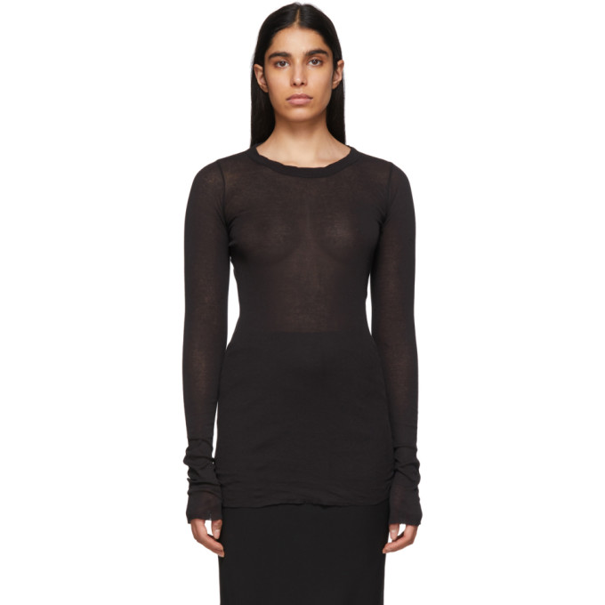 RICK OWENS RICK OWENS BLACK RIB LONG SLEEVE T-SHIRT