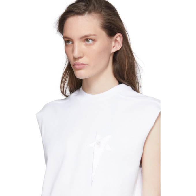 RICK OWENS RICK OWENS WHITE CHAMPION EDITION SLEEVELESS T-SHIRT