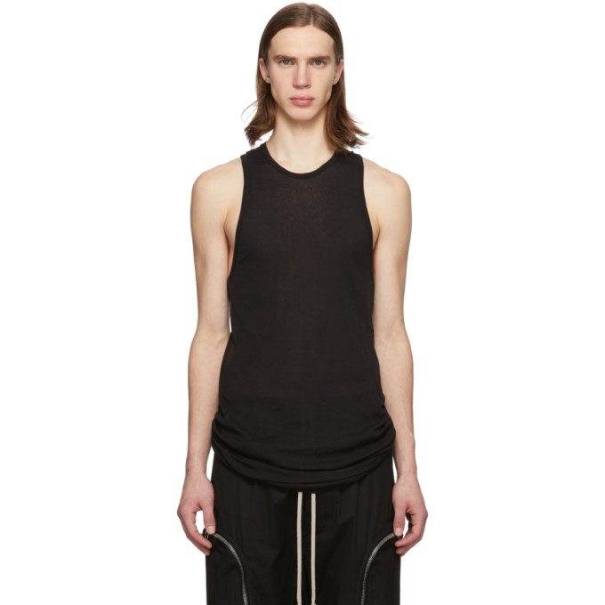 Rick Owens Black Anthem Rib Tank Top In 09 Blk