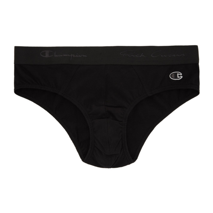 RICK OWENS RICK OWENS BLACK CHAMPION EDITION EMBROIDERED BRIEFS