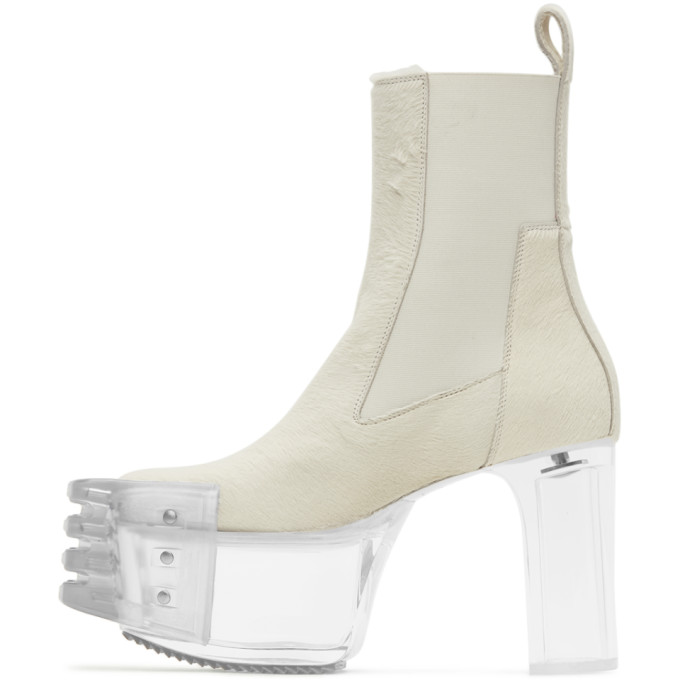 RICK OWENS RICK OWENS WHITE GRILL KISS CHELSEA BOOTS