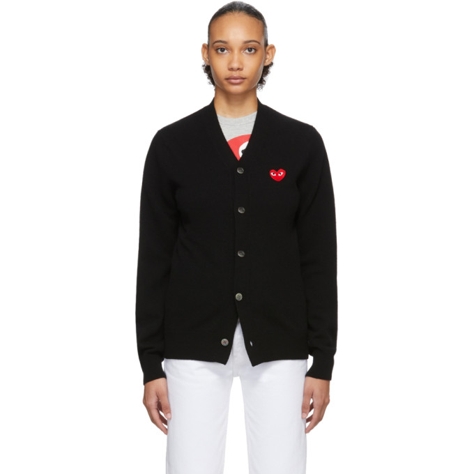 Comme des Garcons Play Black Mens Fit Heart Patch Cardigan