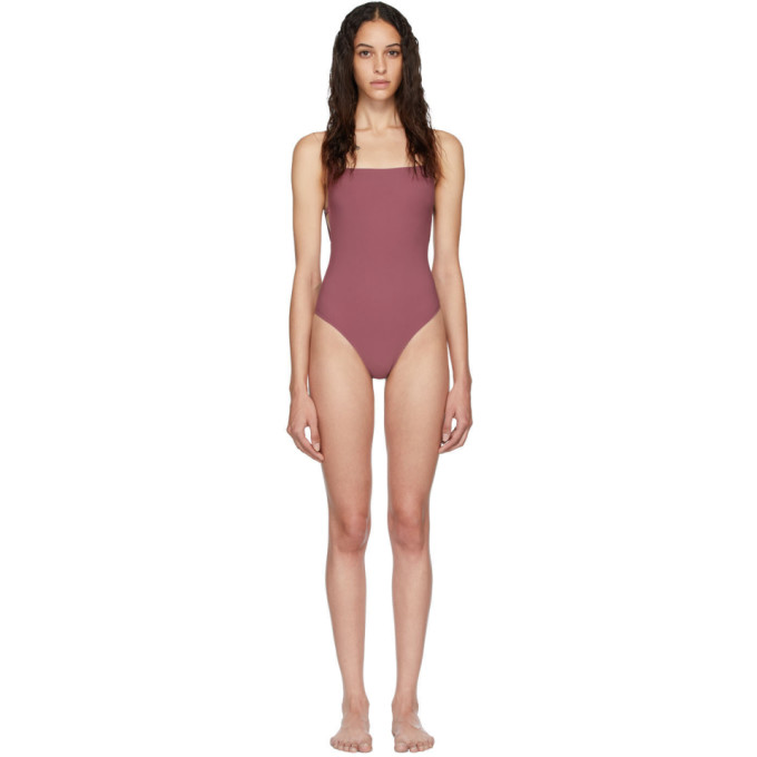 LIDO LIDO PURPLE GEOMETRICAL STRAPS ONE-PIECE SWIMSUIT