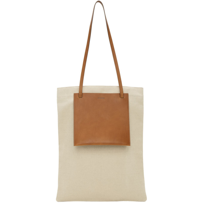 JIL SANDER BEIGE POCKET SHOPPER TOTE