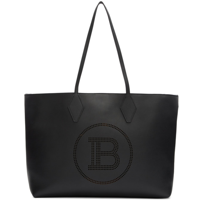 BALMAIN BLACK MEDIUM SHOPPER TOTE