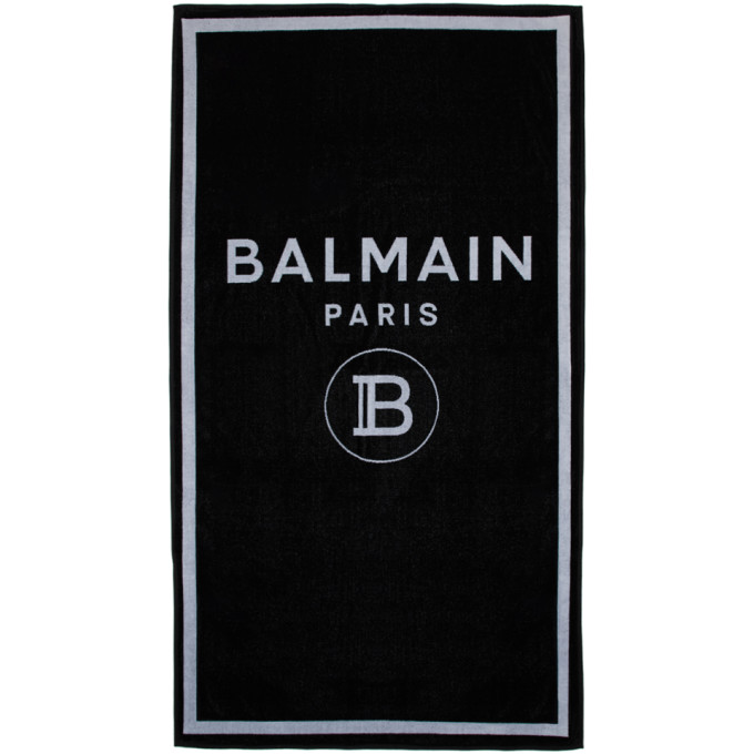 BALMAIN BALMAIN BLACK LOGO TOWEL