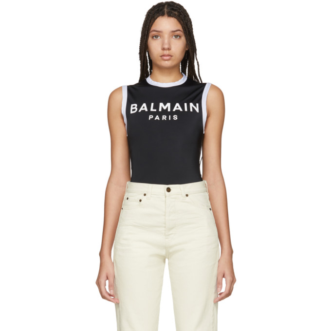 BALMAIN BALMAIN BLACK LOGO BODYSUIT