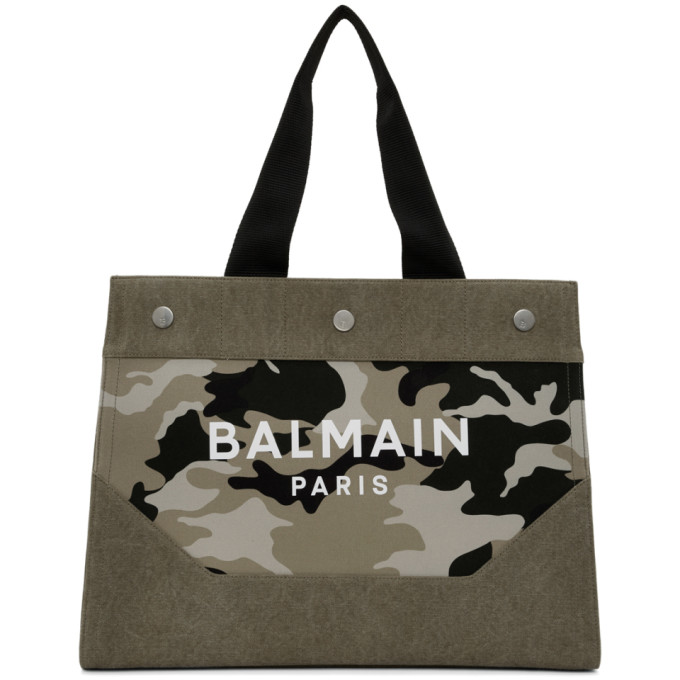 BALMAIN BALMAIN GREEN B-SOFT LOGO TOTE