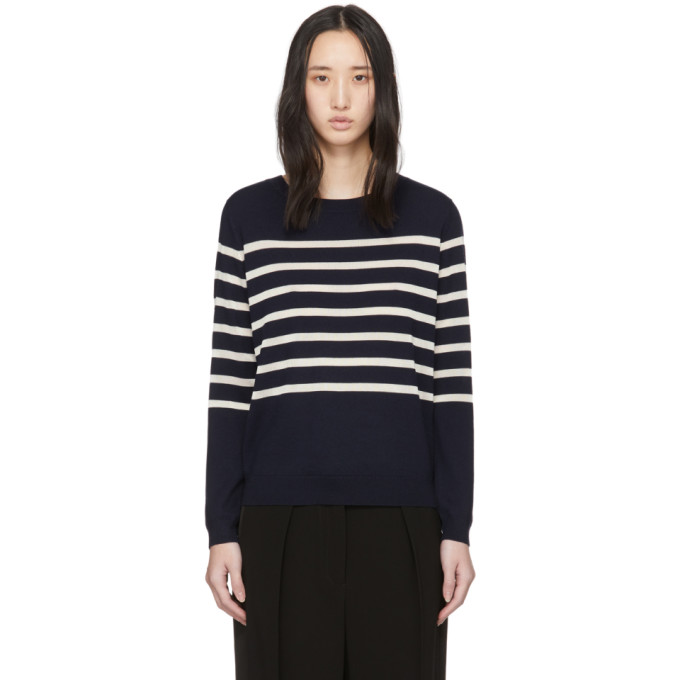 A.P.C. A.P.C. NAVY WOOL STRIPED CORDELIA SWEATER