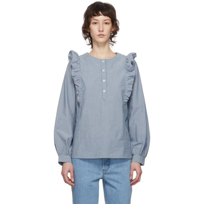 APC A.P.C. BLUE NOEMIE BLOUSE