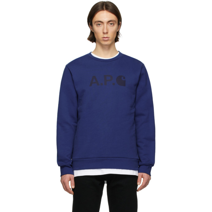 APC A.P.C. BLUE CARHARTT WIP EDITION ICE H SWEATSHIRT