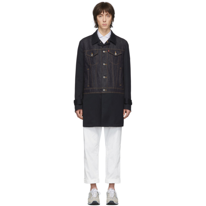 JUNYA WATANABE JUNYA WATANABE NAVY WOOL LEVIS EDITION GABARDINE COAT