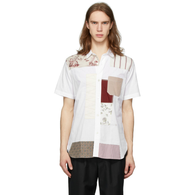 JUNYA WATANABE JUNYA WATANABE WHITE MULTI-FABRIC SHORT SLEEVE SHIRT