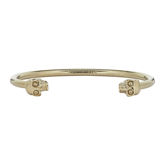 ALEXANDER MCQUEEN Gold Twin Thin Skull Bracelet
