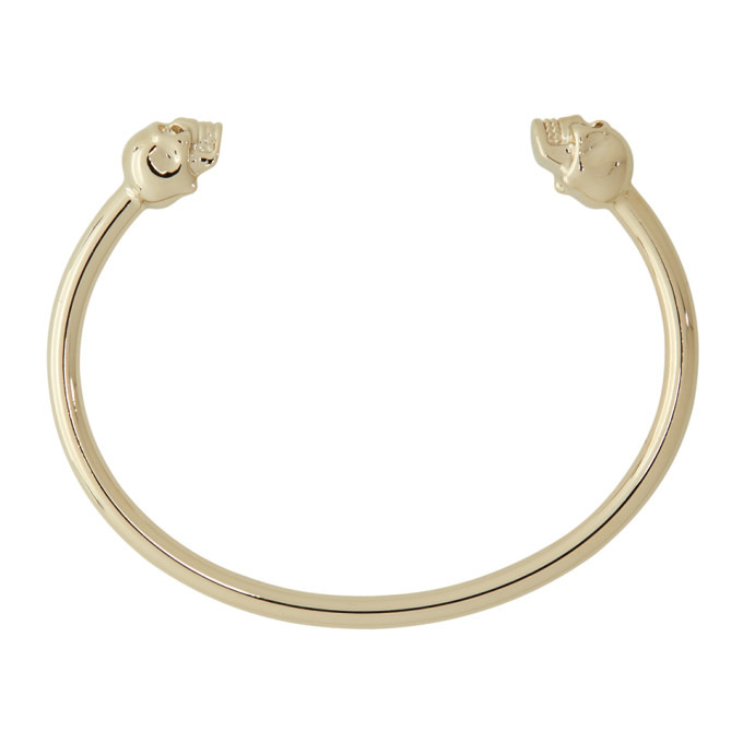 ALEXANDER MCQUEEN Gold Twin Thin Skull Bracelet