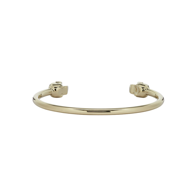 ALEXANDER MCQUEEN Gold Twin Thin Skull Bracelet