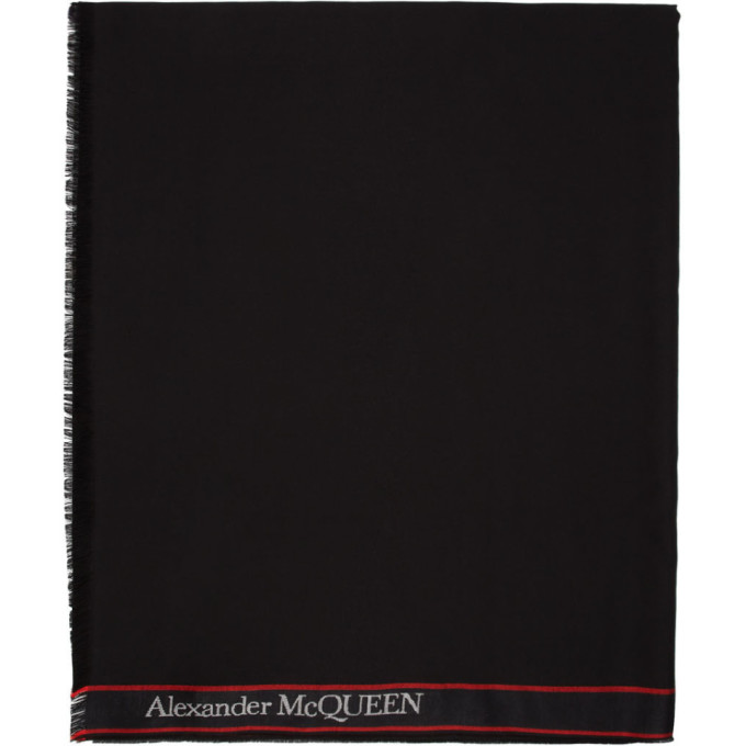 Alexander McQueen Black Logo Stole Scarf