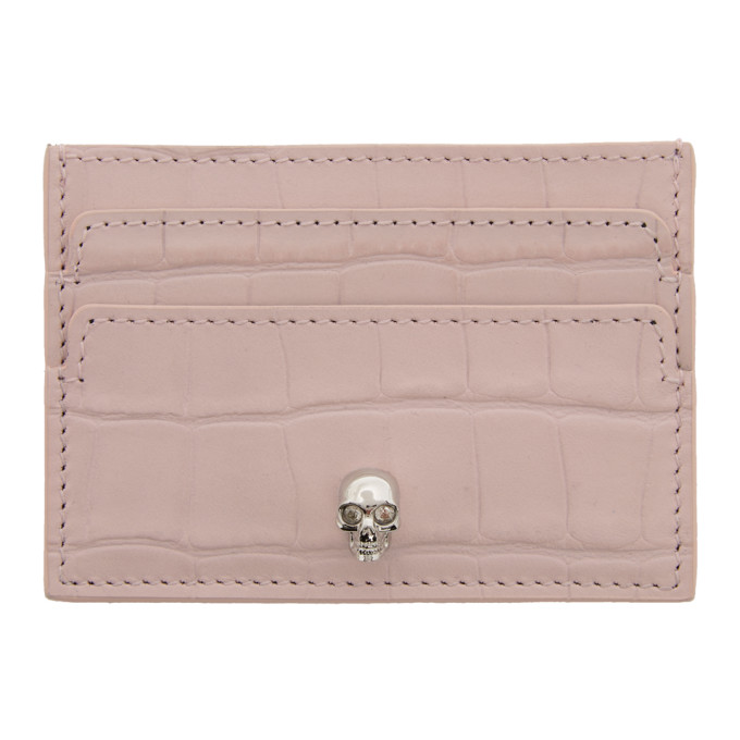 ALEXANDER MCQUEEN ALEXANDER MCQUEEN PINK CROC SKULL CARD HOLDER