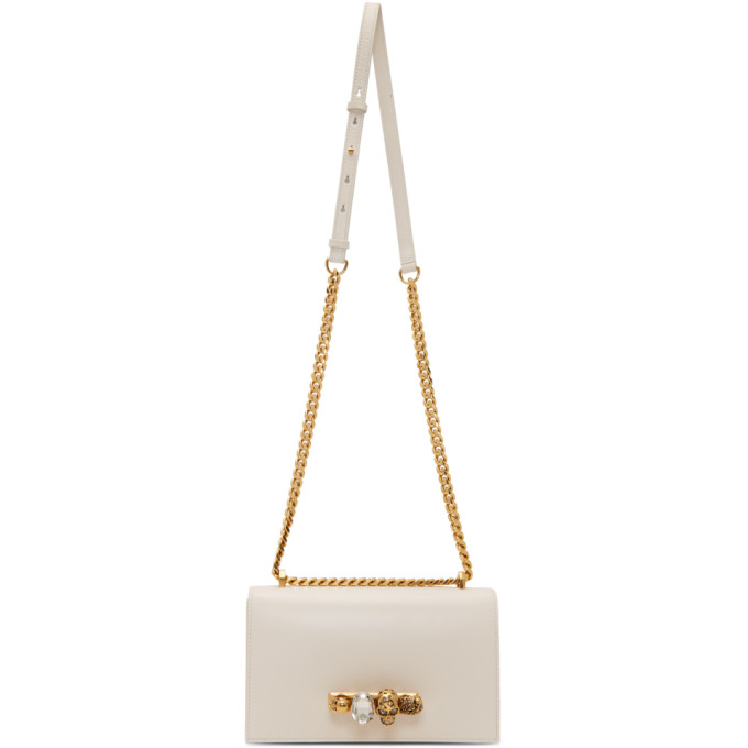 ALEXANDER MCQUEEN ALEXANDER MCQUEEN OFF-WHITE JEWELLED SATCHEL